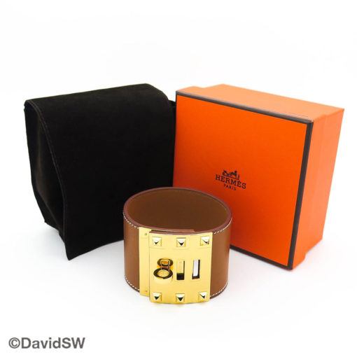 Hermés Calfskin Kelly Dog Cuff Brown - Image 5