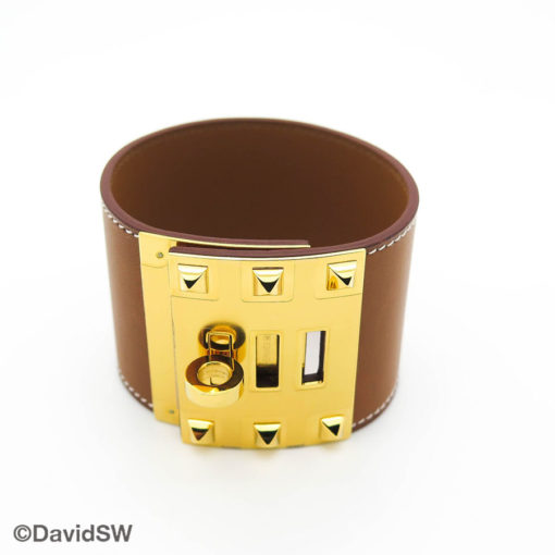 Hermés Calfskin Kelly Dog Cuff Brown