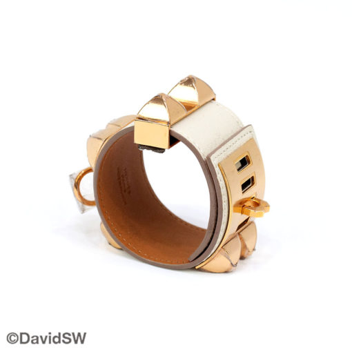 Hermés Calfskin Collier de Chien Cuff White - Image 3