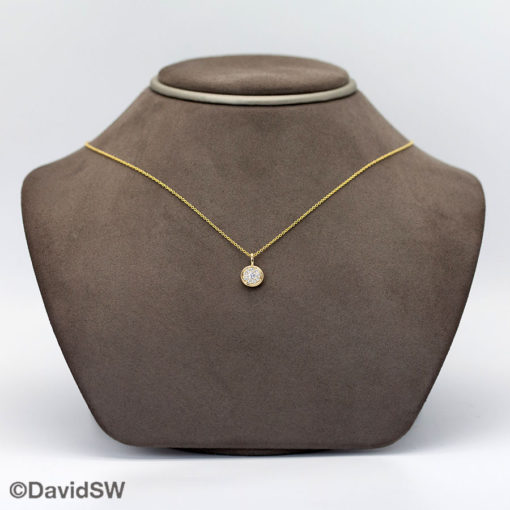 DavidSW 14K Yellow Gold Circle Diamond Pendant Necklace - Image 2