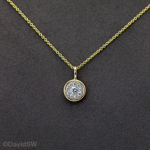 DavidSW 14K Yellow Gold Circle Diamond Pendant Necklace - Image 3