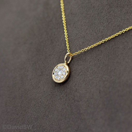 DavidSW 14K Yellow Gold Circle Diamond Pendant Necklace - Image 4