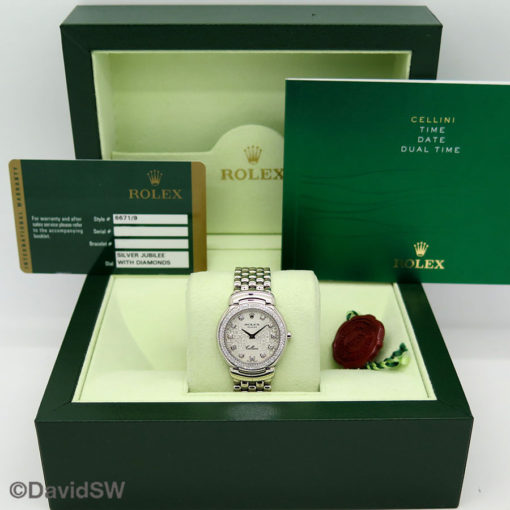 Rolex 6671/9 Cellini Cellissima 18K White Gold with Diamond Dial and Diamond Bezel - Image 2
