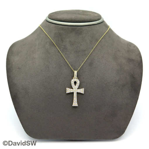 DavidSW 18K Yellow Gold Key of Life Diamond Pendant Necklace - Image 2