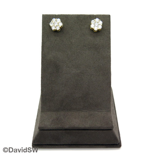 DavidSW 14K Yellow Gold Diamond Cluster Stud Earrings - Image 2