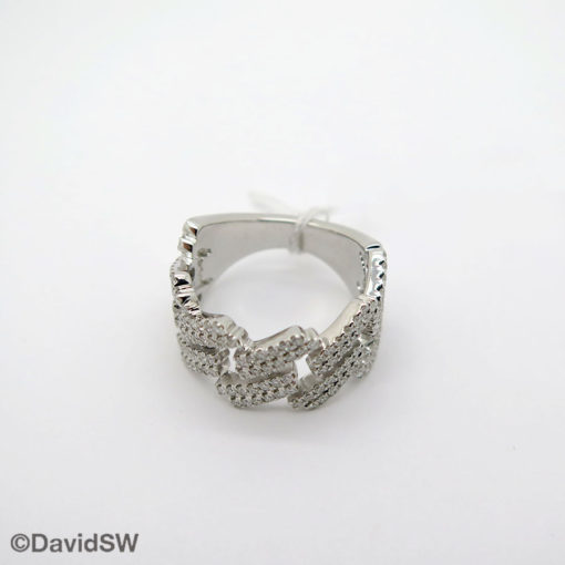 DavidSW 14K White Gold Diamond Pattern Ring - Image 2