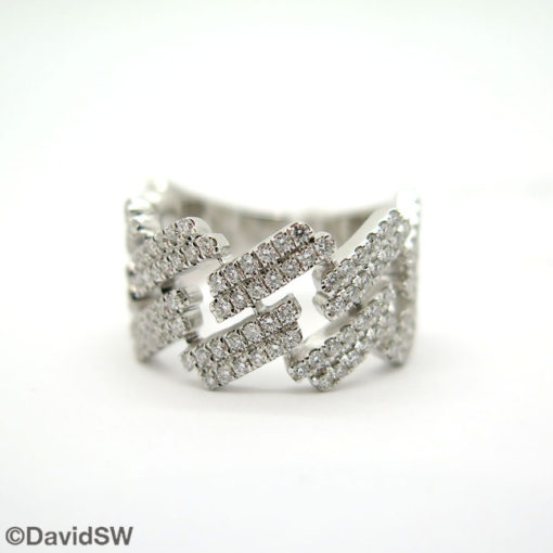 DavidSW 14K White Gold Diamond Pattern Ring