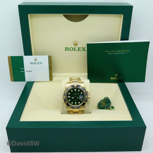 Rolex 116718LN GMT Master II 18K Yellow Gold with Green Dial - Image 2