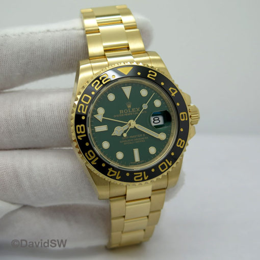 Rolex 116718LN GMT Master II 18K Yellow Gold with Green Dial