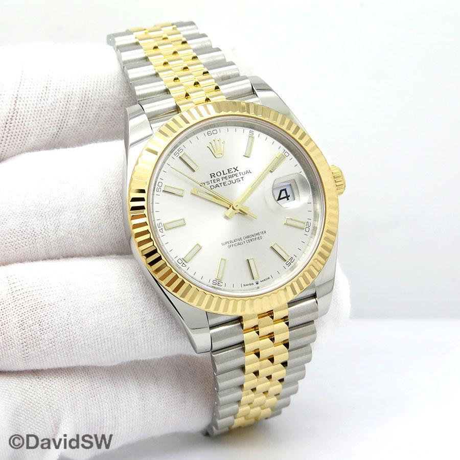 Rolex 126333 Datejust 41 18K/SS with Silver Stick Dial on Jubilee