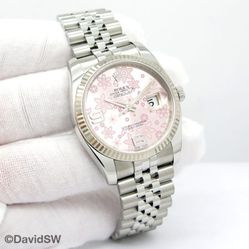 Rolex 116234 Datejust with Pink Floral Motif Arabic Dial on