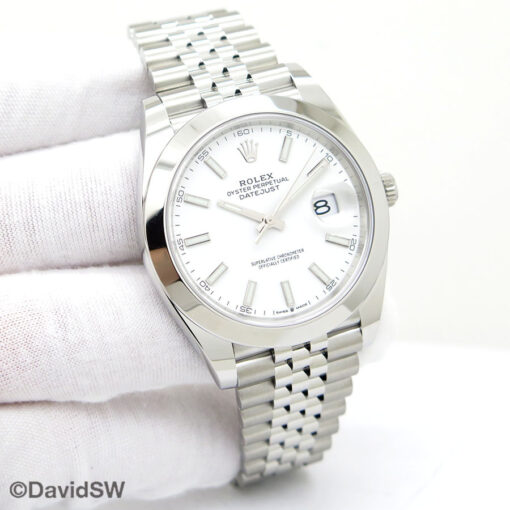 Rolex 126300 Datejust 41 with White Stick Dial on Jubilee