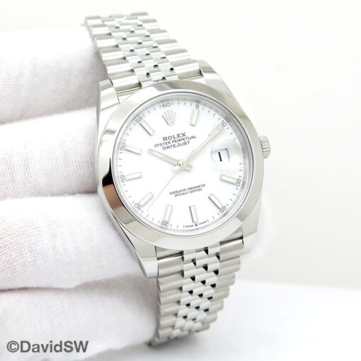 Rolex 126300 Datejust 41 with White Stick Dial on Jubilee