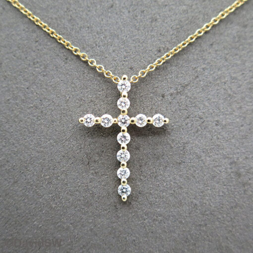 DavidSW 14K Yellow Gold Round Diamond Cross - Image 4
