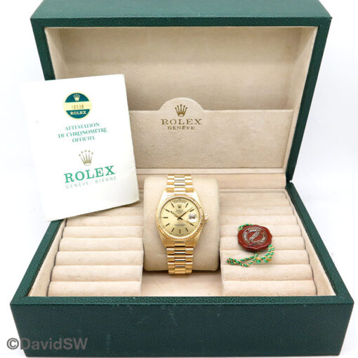 Rolex 18038 Day Date 18K Yellow Gold with Champagne Stick Dial - Image 2