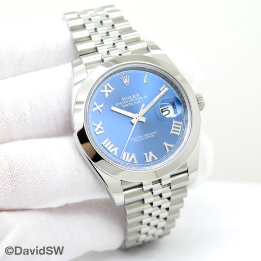 Rolex 126300 Datejust 41 with Blue Azzurro Dial on Jubilee