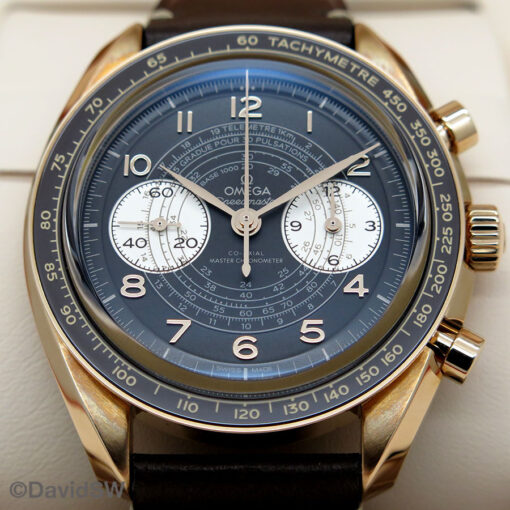 Omega Speedmaster Bronze Gold Chronoscope Chronograph with Dark Brown Dial on Leather - Image 3