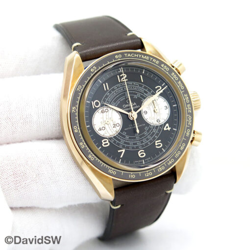 Omega Speedmaster Bronze Gold Chronoscope Chronograph with Dark Brown Dial on Leather