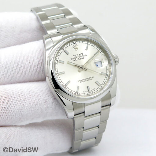Rolex 116200 Datejust with Silver Stick Dial on Oyster