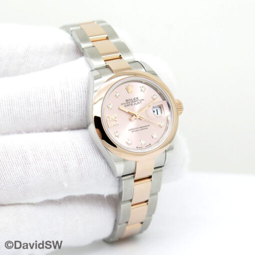Rolex 279161 Datejust 18K/SS with Rose Diamond Dial & IX on Oyster