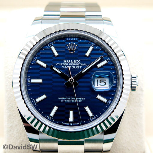 Rolex 126334 Datejust 41 with Blue Fluted Motif Stick Dial on Oyster - Image 3