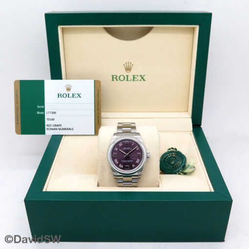 Rolex 177200 Oyster Perpetual with Grape Roman Dial on Oyster - Image 2