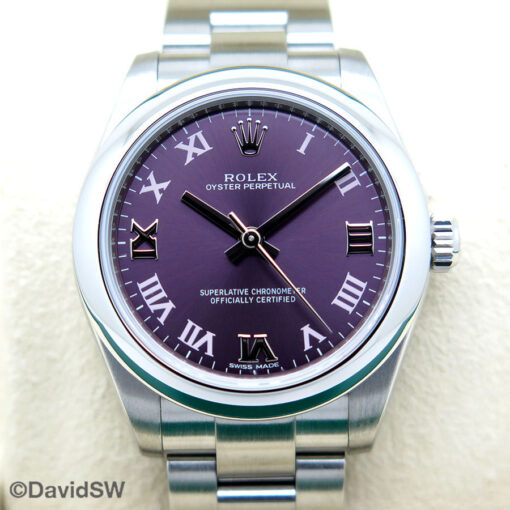 Rolex 177200 Oyster Perpetual with Grape Roman Dial on Oyster - Image 3