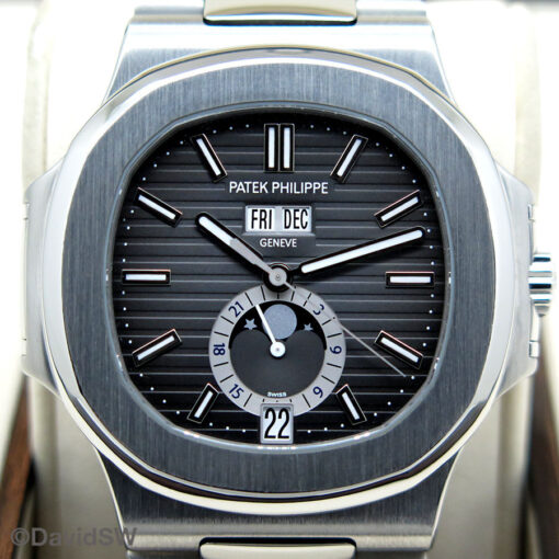 Patek Philippe 5726/1A Nautilus Annual Calendar Moonphase with Black Dial - Image 3