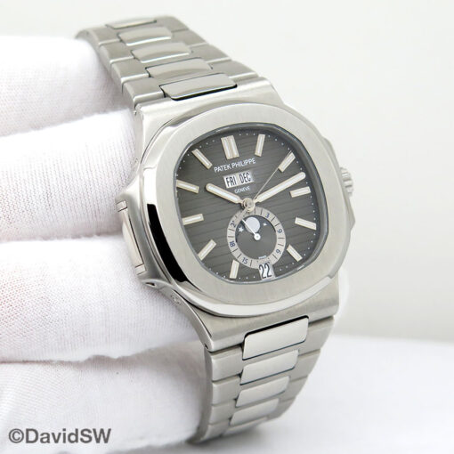 Patek Philippe 5726/1A Nautilus Annual Calendar Moonphase with Black Dial