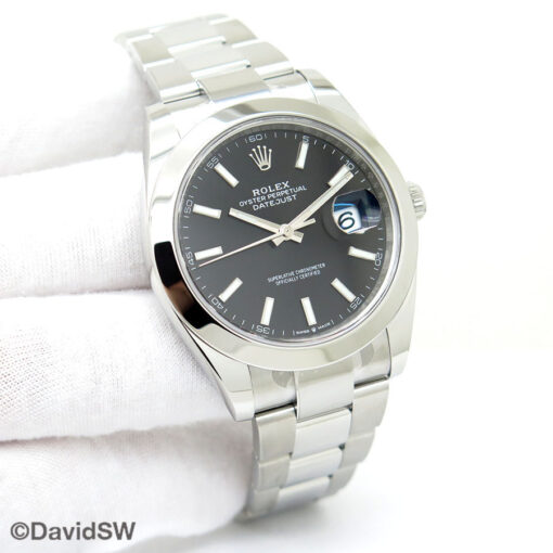 Rolex 126300 Datejust 41 with Black Stick Dial on Oyster