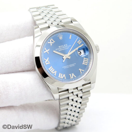 Rolex 126300 Datejust 41 with Blue Azzurro Dial on Jubilee