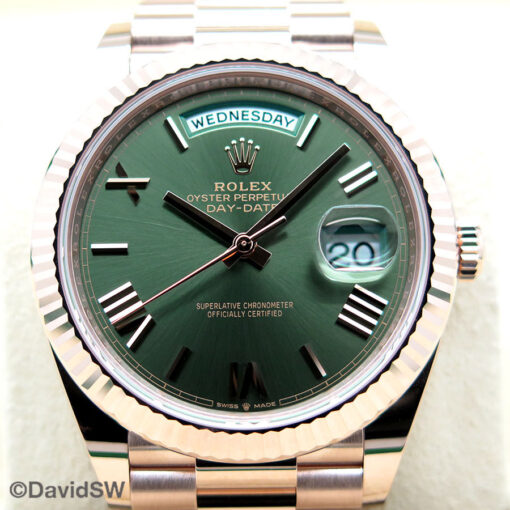 Rolex 228235 Day Date 40 18K Rose Gold with Olive Green Dial - Image 3