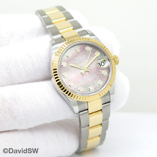 Rolex 278273 Datejust 18K/SS with Black Mother of Pearl Diamond Dial on Oyster