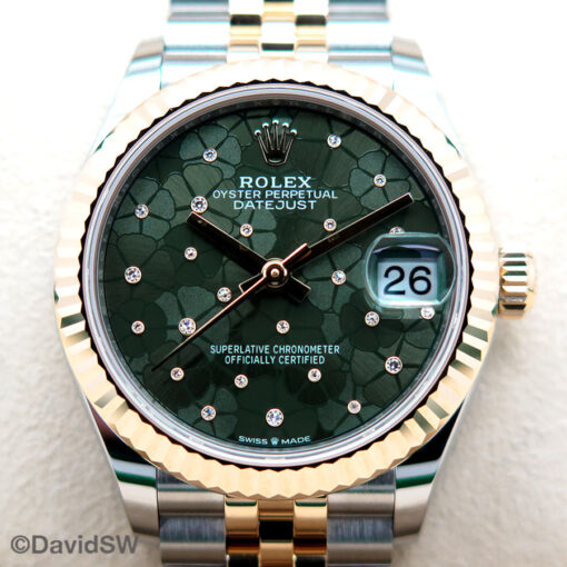 Rolex 278273 Datejust 18K/SS with Olive Green Floral Motif Diamond Set Dial on Jubilee - Image 3