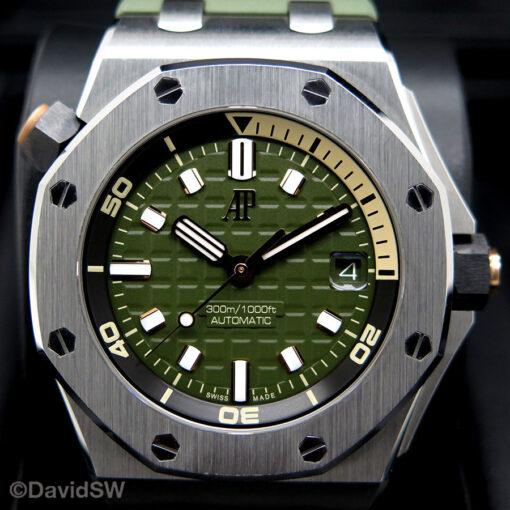 Audemars Piguet 15720ST Royal Oak Offshore Diver with Khaki Green Dial - Image 3