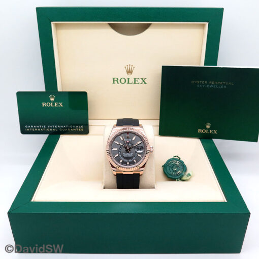 Rolex 326235 Skydweller 18K Rose Gold with Slate Dial on Oysterflex - Image 2