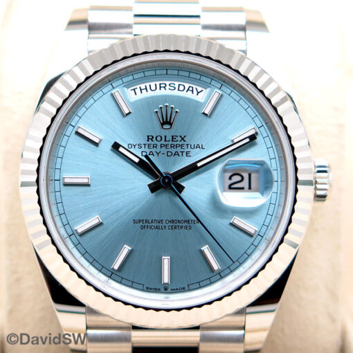Rolex 228236 Day Date 40 Platinum with Ice Blue Dial - Image 3