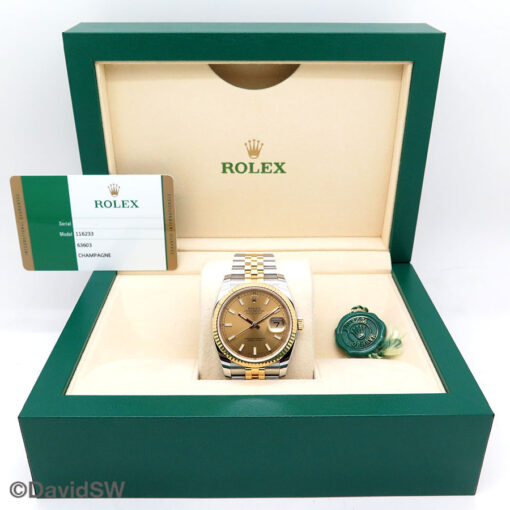 Rolex 116233 Datejust 18K/SS with Champagne Stick Dial on Jubilee - Image 2