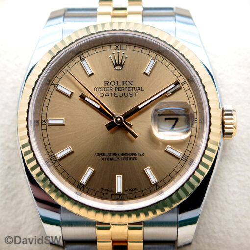 Rolex 116233 Datejust 18K/SS with Champagne Stick Dial on Jubilee - Image 3