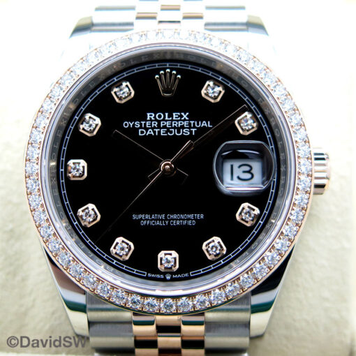 Rolex 126281RBR Datejust 18K/SS with Black Diamond Dial and Diamond Bezel on Jubilee - Image 3