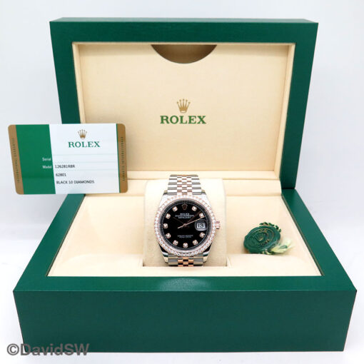 Rolex 126281RBR Datejust 18K/SS with Black Diamond Dial and Diamond Bezel on Jubilee - Image 2
