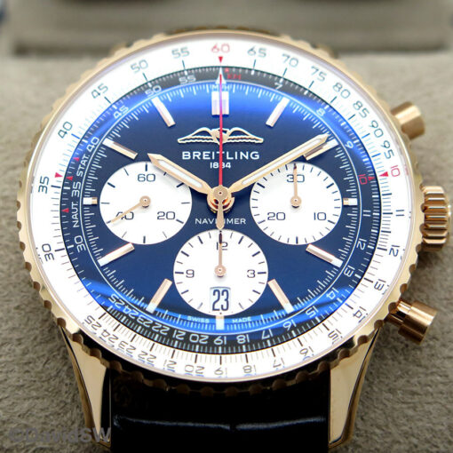 Breitling RB0138 Navitimer B01 Chronograph 43mm with Black Dial 18K Rose Gold on Leather Strap - Image 3