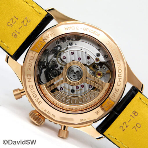 Breitling RB0138 Navitimer B01 Chronograph 43mm with Black Dial 18K Rose Gold on Leather Strap - Image 5