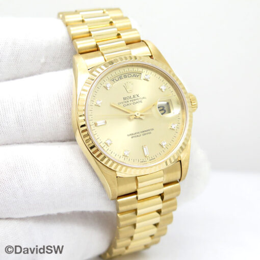 Rolex 18238 Day Date 18K Yellow Gold with Champagne Diamond Dial