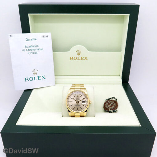 Rolex 118238 Day Date 18K Yellow Gold with Champagne Stick Dial on President - Image 2