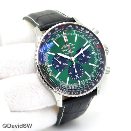 Breitling AB0137 Navitimer B01 Chronograph 46mm with Green Dial on Strap