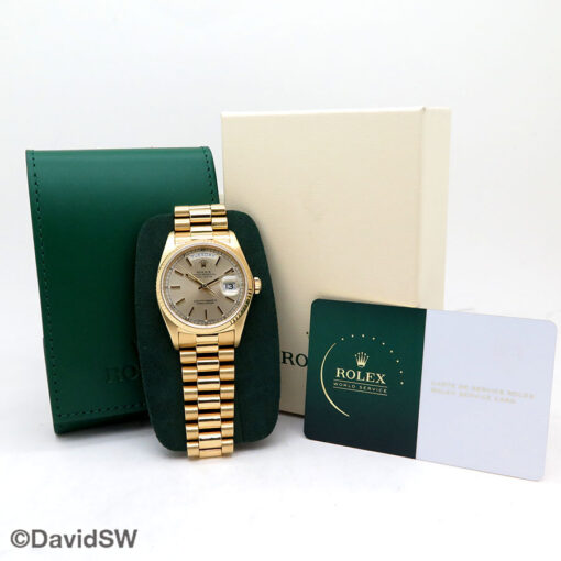 Rolex 18038 Day Date 18K Yellow Gold with Champagne Stick Dial - Image 2