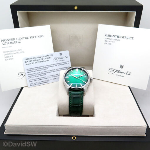 Alternative view of H. Moser & Cie Pioneer Centre Seconds with Green Dial
