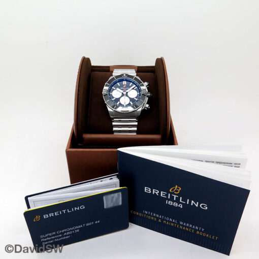Alternative view of Breitling AB0136 Super Chronomat B01 44mm on Bracelet with Black Dial