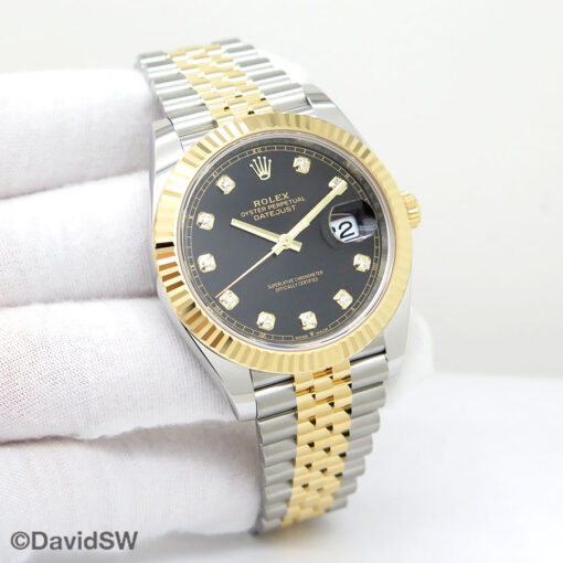 Rolex 126333 Datejust 41 18K/SS with Black Diamond Dial on Jubilee